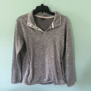 Eddie Bauer Gray Button-Up Fleece Pullover